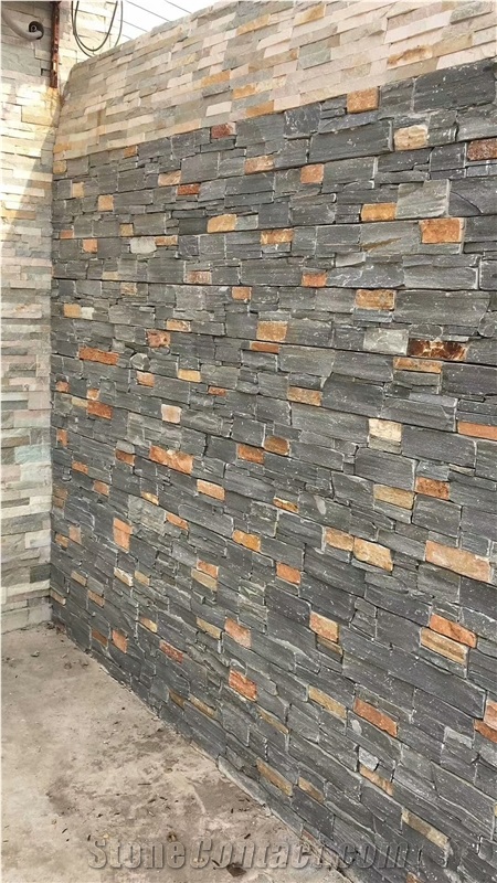 Black Quartzite Side Stick Stagger Culture Stone