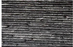 China Black Riven Slate Waterfall Stacked Stone