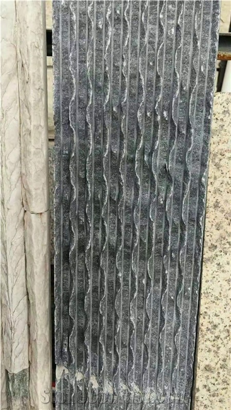 China Black Riven Slate Waterfall Stacked Stone