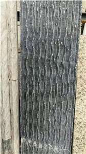 China Black Riven Slate Waterfall Stacked Stone