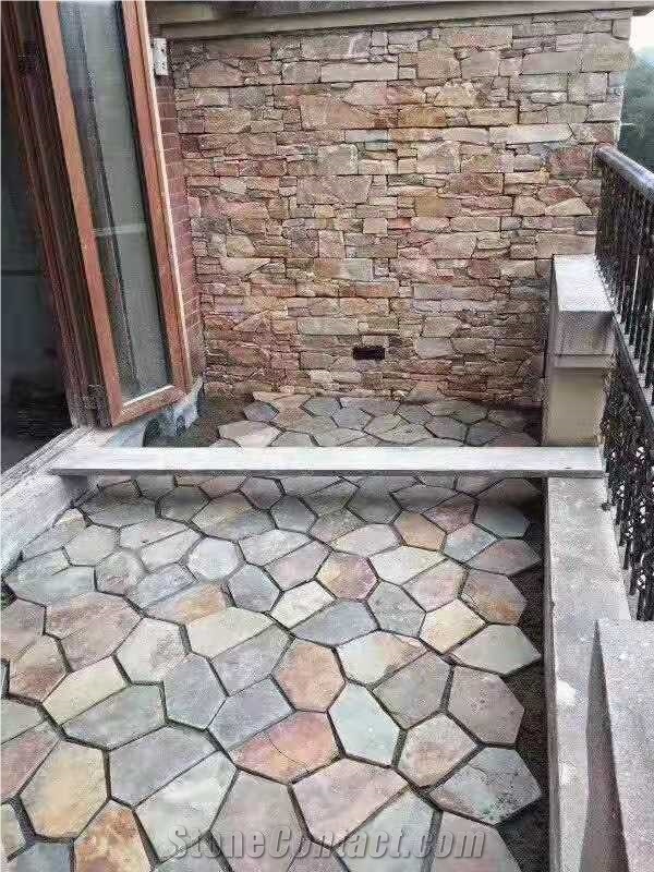 China Rusty Flagstone Pebble Tile Random Paving