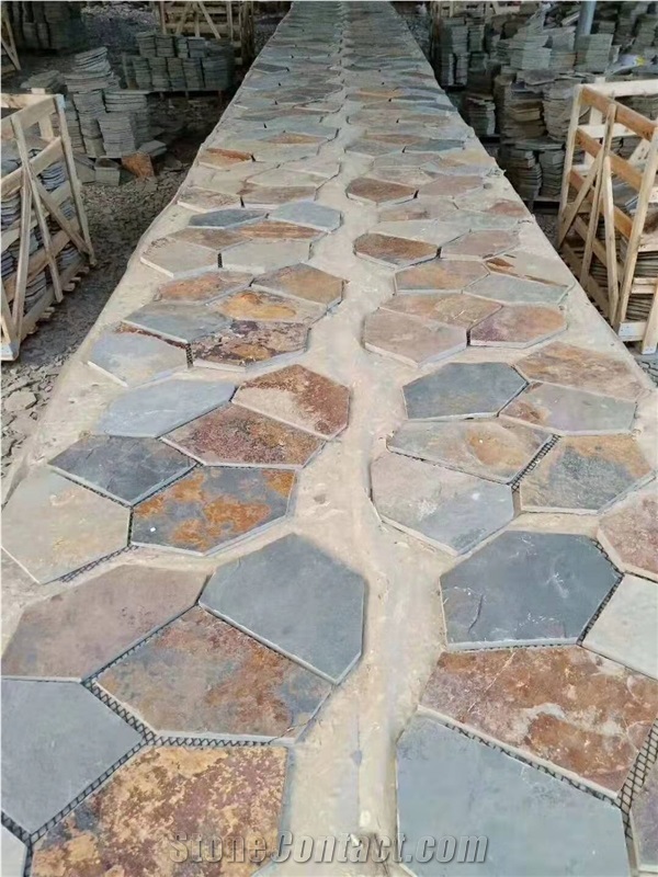 China Rusty Flagstone Pebble Tile Random Paving