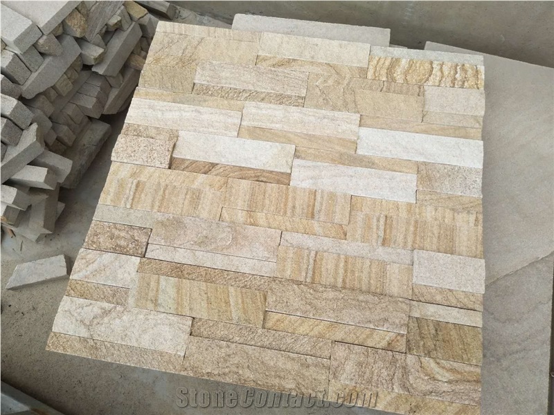 Gold-Line Cultured Stone Light Yellow Slate Wall