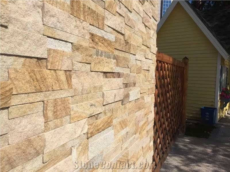 Gold-Line Cultured Stone Light Yellow Slate Wall