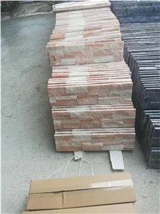 Gold-Red Split Cultured Stone Gold and White Stone