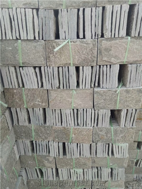 Grey and Pink Slate Mushroom Stone Exterior Wall