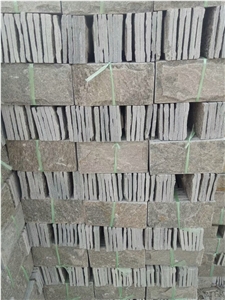 Grey and Pink Slate Mushroom Stone Exterior Wall