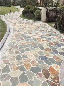 Natural Multicolor Slate Stone Flagstone Flooring