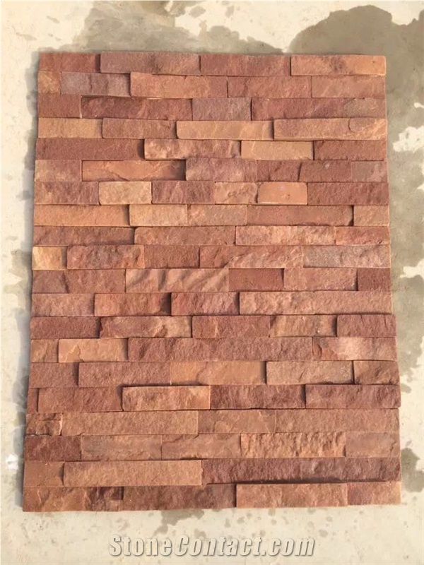 Pink Brown Sandstone Wall Cladding Cultured Stone