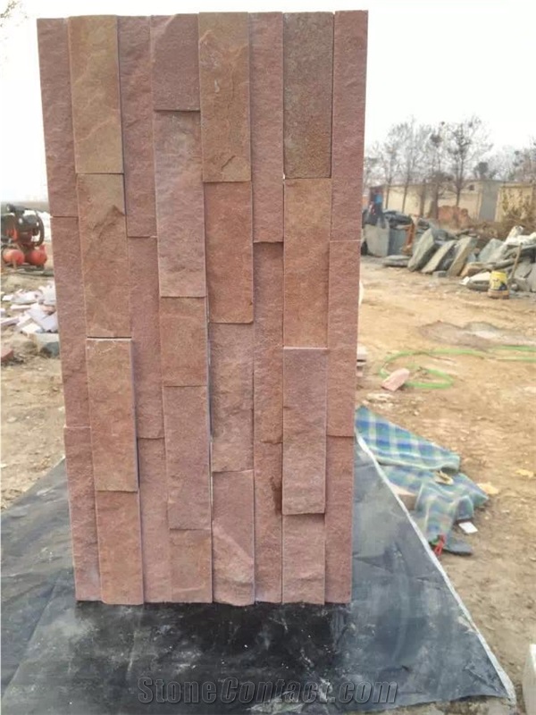 Pink Brown Sandstone Wall Cladding Cultured Stone