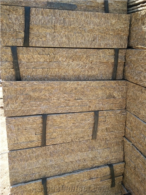 Yellow Slate Tiger Skin Cultured Stone Stacked