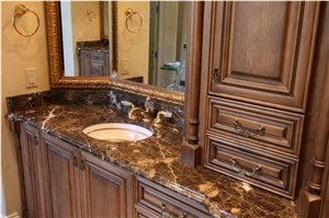 China Emperador Dark Marble Bathroom Countertop