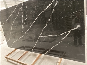 China Factory New Matched Black Quartz Slab China Factory New Matched Black Quartz Slab