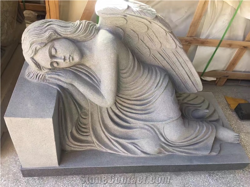 Angle Grey Granite Tombstones, Gravestones