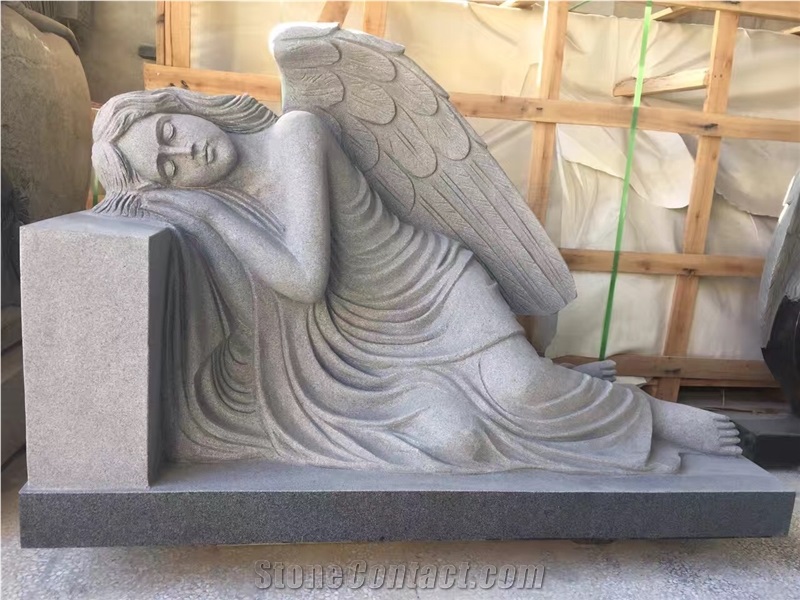 Angle Grey Granite Tombstones, Gravestones