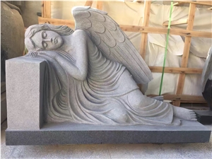 Angle Grey Granite Tombstones, Gravestones