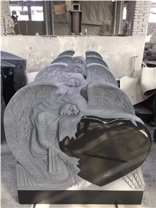 Angle Grey Granite Tombstones, Gravestones