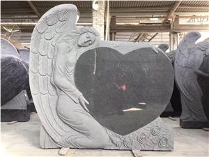 Angle Grey Granite Tombstones, Gravestones
