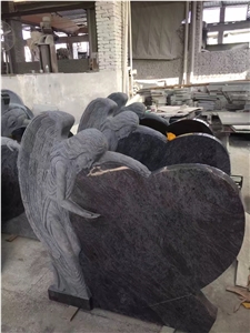 Angle Grey Granite Tombstones, Gravestones