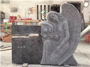 Angle Grey Granite Tombstones, Gravestones