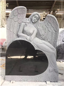 Angle Grey Granite Tombstones, Gravestones