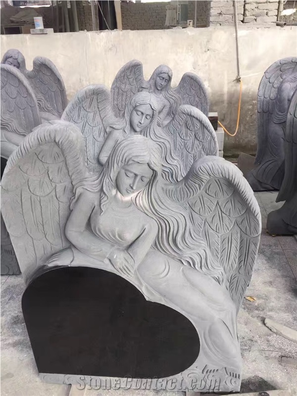 Angle Heart Granite Tombstones, Headstones