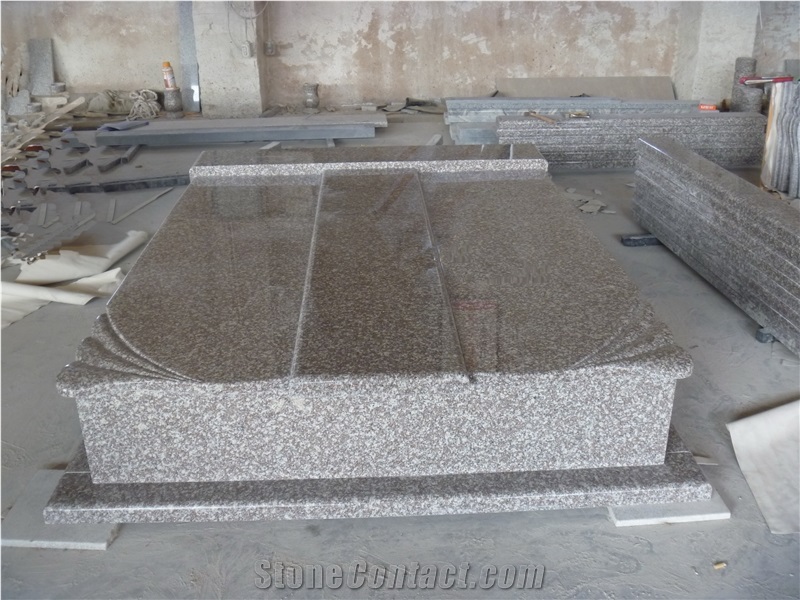 G664 Granite Double Headstones Polished Tombstones