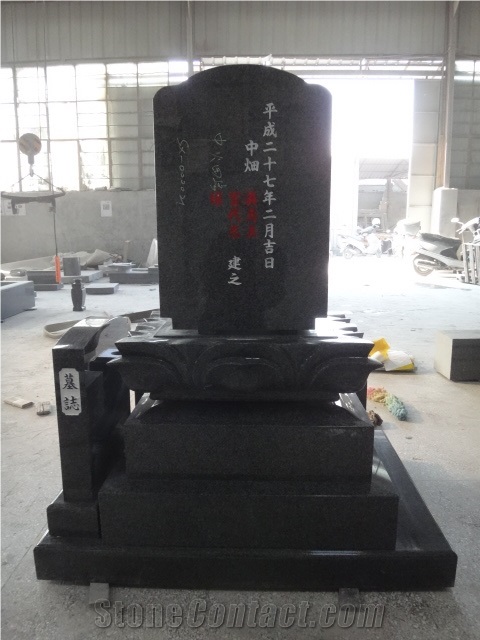 Japanese Style Headstones Black Granite Stone