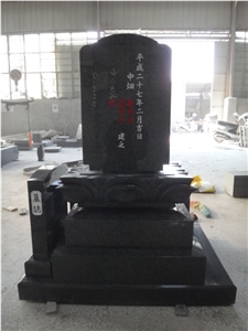 Japanese Style Headstones Black Granite Stone