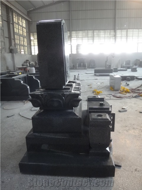 Japanese Style Headstones Black Granite Stone