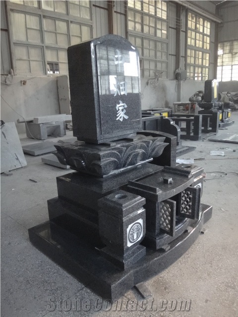 Japanese Style Headstones Black Granite Stone