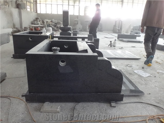 Japanese Style Headstones Black Granite Stone