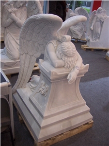 White Natural Marble Memorial Statues Mausoleum