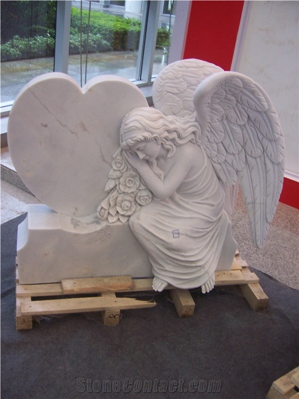 White Natural Marble Memorial Statues Mausoleum