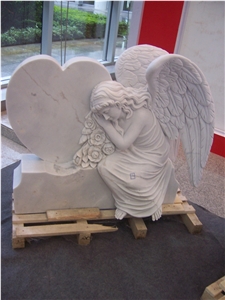 White Natural Marble Memorial Statues Mausoleum