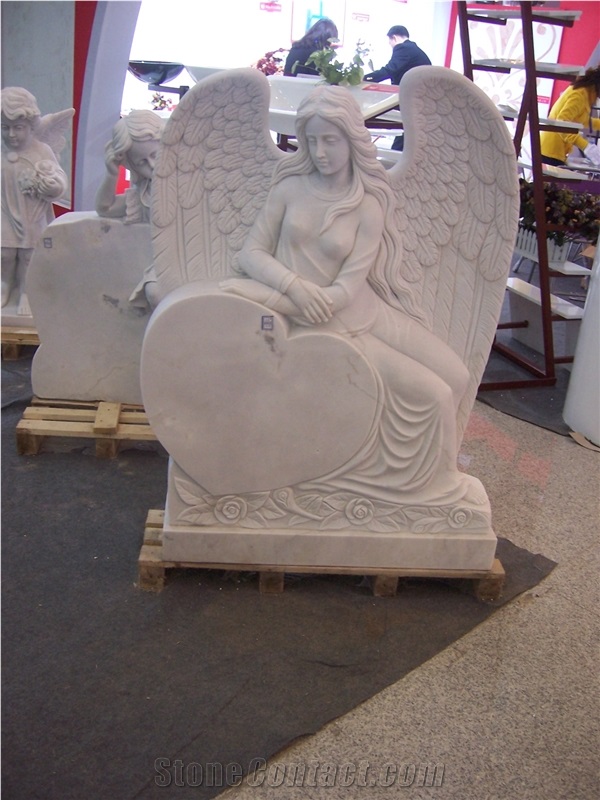 White Natural Marble Memorial Statues Mausoleum