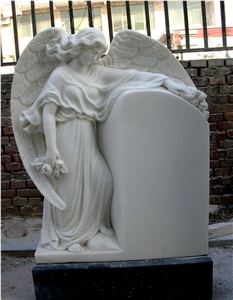 White Natural Marble Western Style Headstones