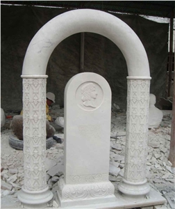 White Natural Marble Western Style Headstones