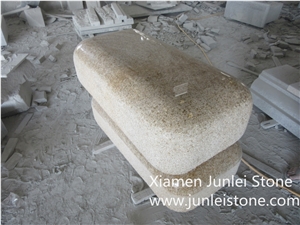 G682 Yellow Rust Stone, Outdoor Stone Chair