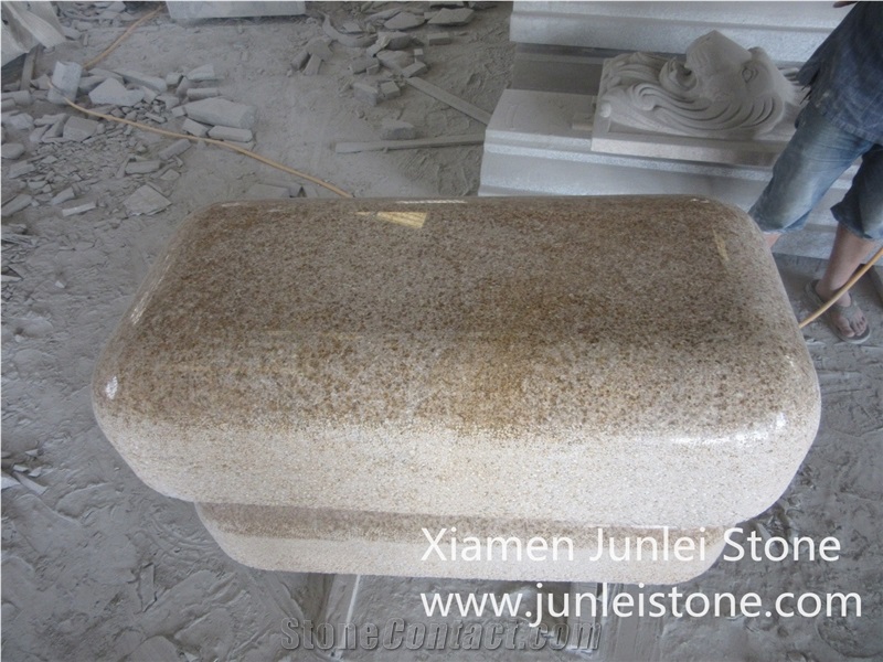 G682 Yellow Rust Stone, Outdoor Stone Chair