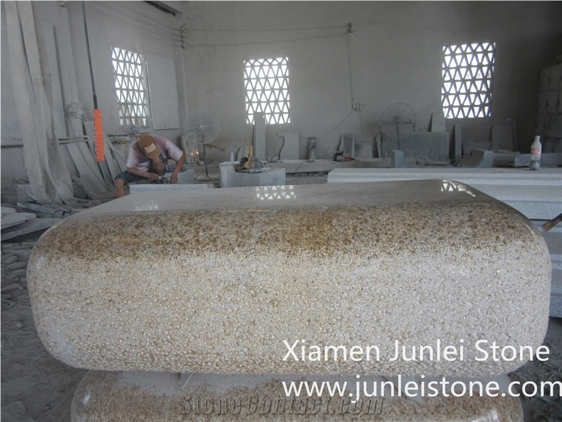G682 Yellow Rust Stone, Outdoor Stone Chair
