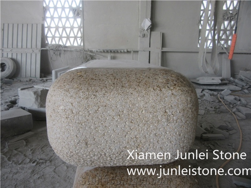 G682 Yellow Rust Stone, Outdoor Stone Chair