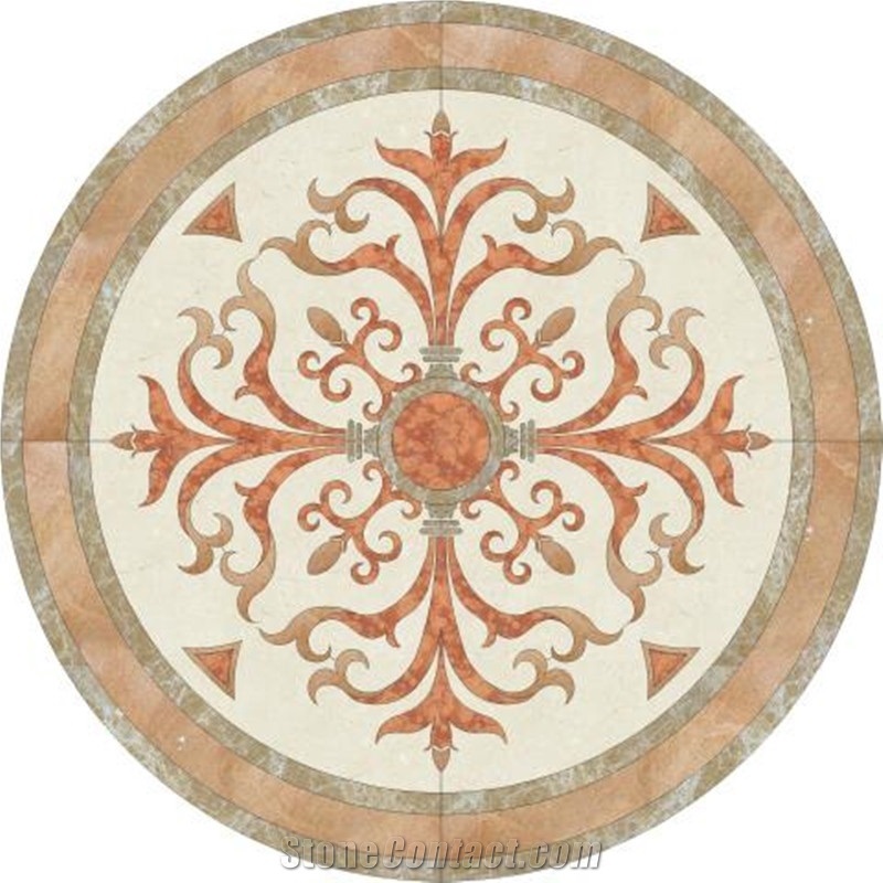 Beige Marble Round Waterjet Pattern
