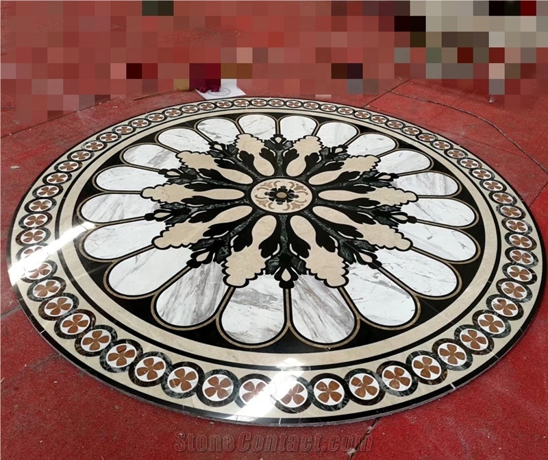 Blue Sand Flower Pattern Waterjet Marble Tiles