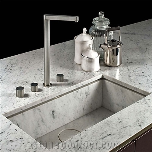 Carrara White Marble Vanity Top with Sink