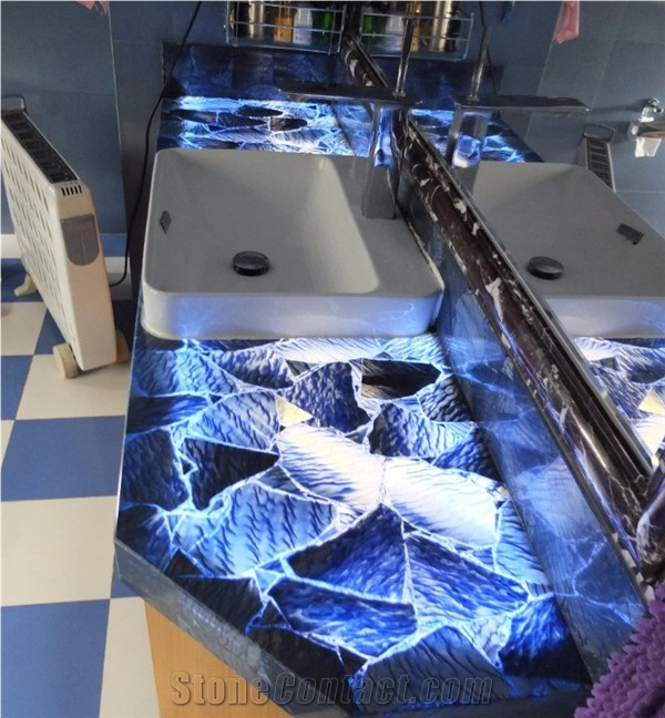 High Grade Blue Agate Vanity Top