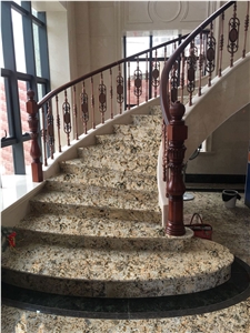 Royal Pink Flower Granite Staircase