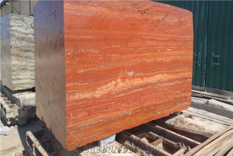 Red Iranian Travertine Block