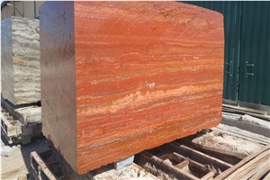 Red Iranian Travertine Block