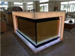 Artificial Marble Top L Shape Club Pub Wine Bar Counter Table